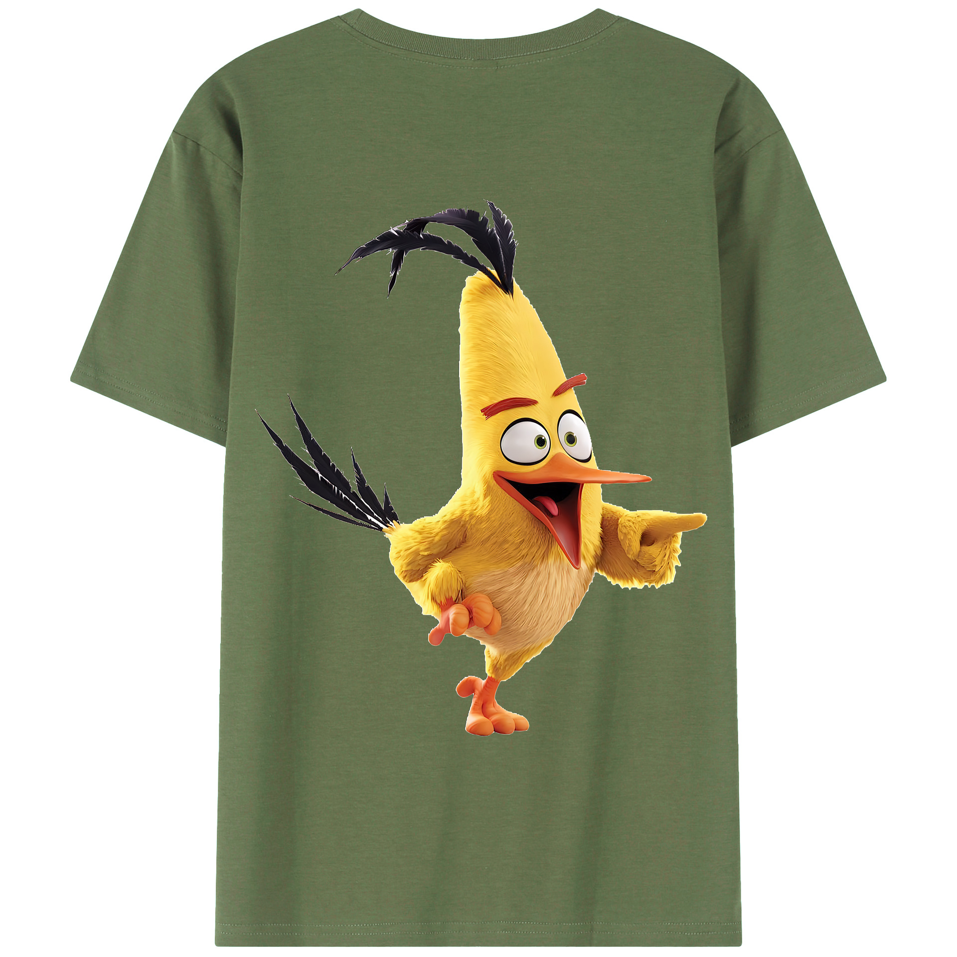 （画像用） Angry Birds アングリーバード 綿100％ メンズ半袖Tシャツ（バックプリント） 通気性